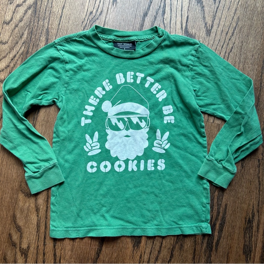 Trendy Threads Green Long Sleeve Tee with Santa Graphic